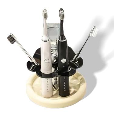 Imagem de Suporte de escova de dentes Cat Paw para banheiro – Organizador ventilado com 5 compartimentos com base de armazenamento para escovas de dentes, pasta de dente, lâminas de barbear e pequenos