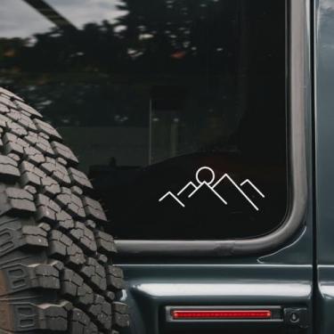 Imagem de Decalque de carro minimalista Mountain Line Art - Adesivo de vinil moderno de aventura ao ar livre para todos os tipos de veículos - Gráfico inspirado na natureza para pára-choques de janelas de carro