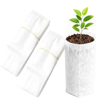 Imagem de 100 unidades de sacos biodegradáveis de cultivo de berçário, vasos de plantas de tecido não tecido para mudas - 30 x 19 cm, design respirável e de drenagem, ideal para vegetais, flores, frutas e