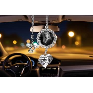 Imagem de Gowvvxu Beija-flor presente memorial para perda da mãe pai beija-flor ornamento moldura para foto A Piece of My Heart is in Heaven porta-retrato simpatia presentes para a perda do ente querido (prata)