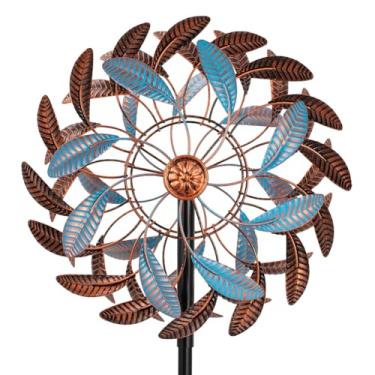 Imagem de VEWOSTAR Cata-Ventos 360° Para Áreas Externas, Cata-Vento Cinético De 13", Moinho Vento Arte Em Jardim Com Estaca Metal, Esculturas E Metal Vintage, Grandes À Prova D'Água Quintal