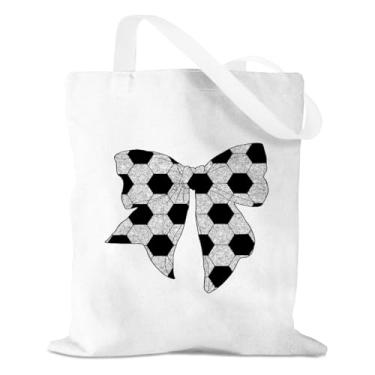 Imagem de Sacola de lona para presentes de futebol, material de futebol, presente de aniversário de amizade para mulheres, amigas, filhas, primas, irmãs, bolsas, viagens, férias, praia, compras, reutilizável