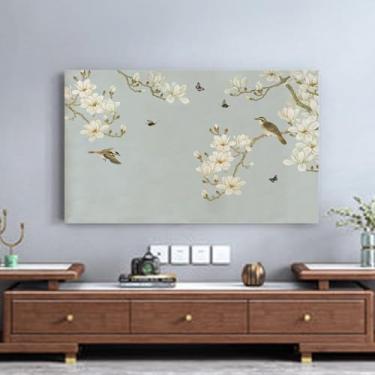 Imagem de Capa protetora contra poeira para TV interna de 32 a 65 polegadas extensível para televisões/computador, protetor de tela universal LCD/LED, quarto, sala de estar, arte decorativa-flor3||58-60