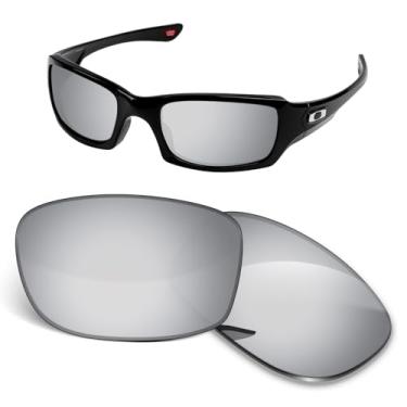 Imagem de Lentes de substituição de 1,5 mm compatíveis com óculos de sol Oakley Fives Squared(4+1)² OO9238, antiarranhões e resistentes a impactos - Prata escura polarizada
