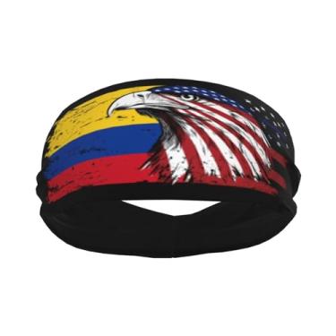 Imagem de Bandanas esportivas elásticas respiráveis com bandeira da Colômbia Águia da América – Faixas esportivas com absorção de umidade para corrida, ioga, academia, tênis, ciclismo