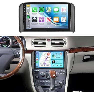 Imagem de Rádio Android 13 para Volvo S80 1999-2006 estéreo automotivo com carplay sem fio Android Auto, 5.0 Bluetooth 32EQ, tela sensível ao toque IPS de 9 polegadas 1280 x 720P, câmera de backup FM/RDS GPS