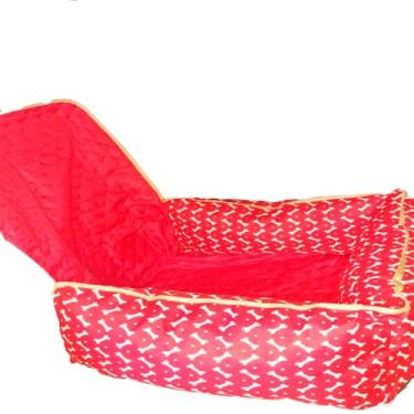 Imagem de Protetor de Banco Traseiro Toddy, Impermeável, Microfibra Matelada, Design Urso Marrom, com Zíper e Elástico, para Automóvel (Vermelho Estampado, Médio)