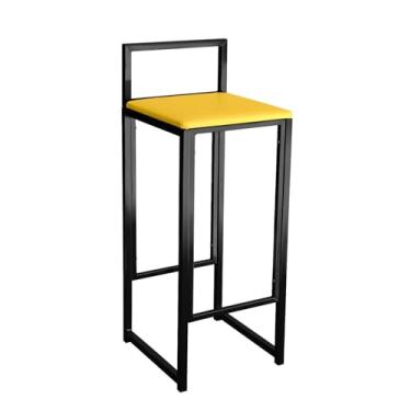 Imagem de Banqueta Alta Quadrada Minimalista Área Gourmet Aço Bancada Balcão Restaurante Lanchonete (Amarelo)