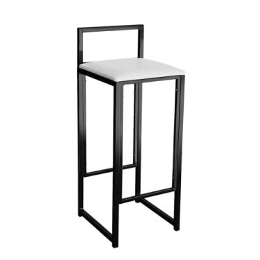 Imagem de Banqueta Alta Quadrada Minimalista Área Gourmet Aço Bancada Balcão Restaurante Lanchonete (Branco)