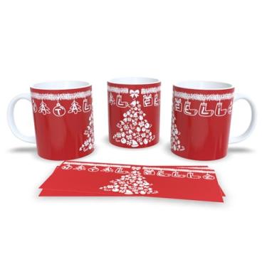 Imagem de Caneca de Cerâmica Natalina, Branca, 325ml, Design de Gatos com Gorro de Natal, Decorativa de Natal (9)