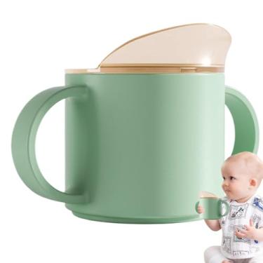 Imagem de Shakven Copo com canudinho de transição, Copo com canudinho para bebê, Copo de treinamento infantil à prova de derramamento com alças e bico inclinado 150ml, Garrafa para copo de água de transição com