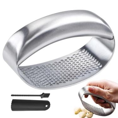 Imagem de Espremedor de alho | Moedor portátil ergonômico de aço inoxidável, ferramenta de trituração de alho, espremedor de gengibre, para moer, moer, preparar alimentos, casa, comercial, restaurante, festa