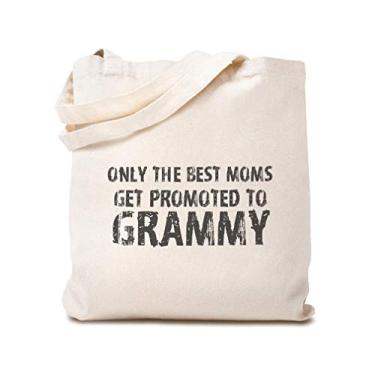 Imagem de Sacola de compras de lona personalizada Best Moms Get Promoted to Grammy Family & Friends Moms Bolsas de praia reutilizáveis para mulheres, presente de dia das mães, design natural apenas
