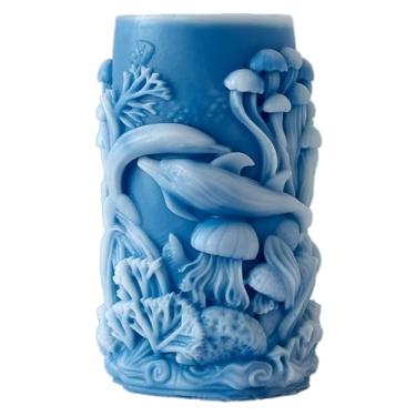 Imagem de Vela cilíndrica animal oceano e molde de resina – moldes de silicone de fundição de resina para decoração de casa e fabricação de velas, molde espiral ondulado