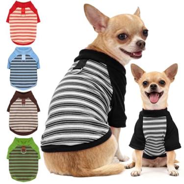 Imagem de Suéter para cães leve e elástico camiseta de lã listrada para animais de estimação roupas de gatos macio para cães pequenos, médios e grandes (preto, pequeno)