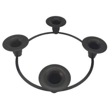 Imagem de Fenteer Suporte para 4 velas, centro de mesa decorativo, enfeite de ferro para festas, casa, quarto, banquete e escritório, Preto