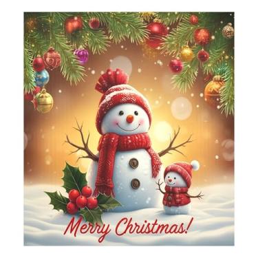 Imagem de SEHANY Capa magnética de boneco de neve de Natal, adesivos magnéticos de decoração de Natal antiarranhões para painel de geladeira, cozinha doméstica, decoração de Natal 58 x 66 cm