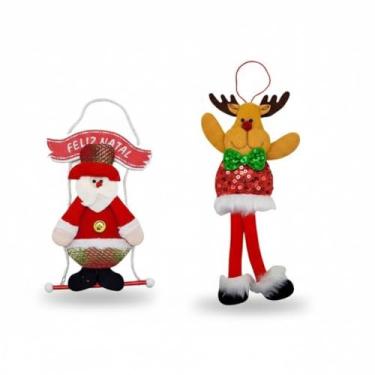 Imagem de Enfeite de Natal para Decorar sua porta, árvore de natal, mesas ou prateleiras (KIT 2 PÇS)