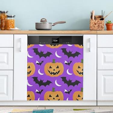 Imagem de ATTX Capa magnética para lava-louças Halloween Pumpkins, 58,4 cm C x 66 cm A, decoração da capa da máquina de lavar louça, decalques de armário doméstico e eletrodomésticos adesivos #292
