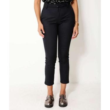 Imagem de Calça Feminina Reta Alfaiataria Satin Cotton Marisa-10010, Preto, 44