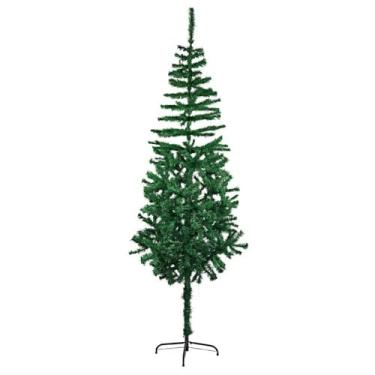 Imagem de Árvore de Natal Pinheiro Tradicional Verde, 2,10m de Altura, 450 Galhos, com Suporte Metálico