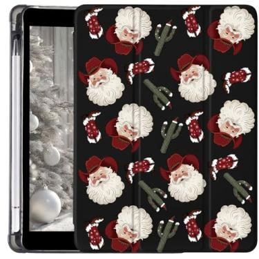 Imagem de MAYCARI Linda capa vermelha de Papai Noel para iPad de 10,9 polegadas 10 polegadas elegante West Boots capa para iPad Auto Sleep/Wake antiderrapante à prova de choque capa traseira de couro TPU macio