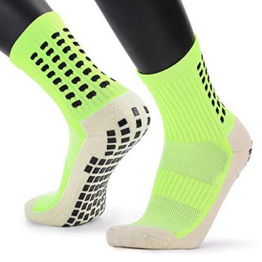 Imagem de Andoer Meias antiderrapantes masculinas de futebol Meias longas atléticas Meias absorventes esportivas para basquete, futebol, voleibol, corrida, trekking, caminhada, 1 par / 3, pares