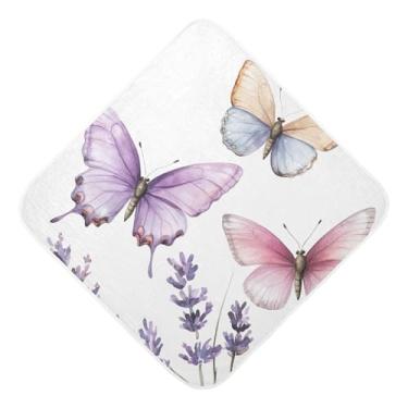 Imagem de STAYTOP Toalhas de bebê com capuz de musselina lavanda e borboleta, toalha de banho super macia, toalhas de banho absorventes para banho recém-nascido unissex 89 x 89 cm