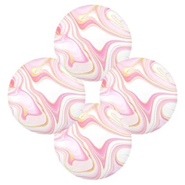 Imagem de Wassud Jogo americano conjunto de 4 tapetes de mesa redondos com texturas de mármore para cozinha e jantar, lavável, resistente ao calor, decoração de mesa 39 cm