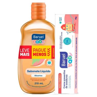 Imagem de Sabonete Líquido Baruel Baby Glicerina 210ml e Creme Preventivo de Assaduras Baruel Baby 45g