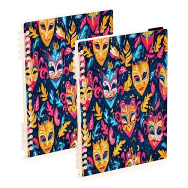 Imagem de Burbuja Cadernos de máscara de carnaval, papel pautado universitário A5 com 60 folhas, fichário para escritório, 2 unidades