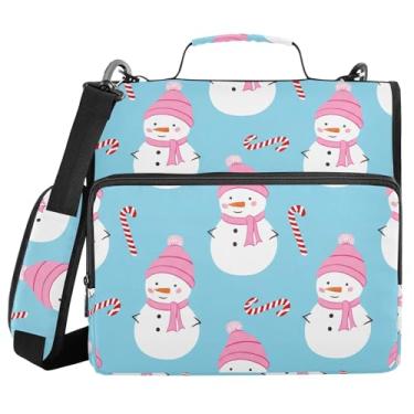 Imagem de Burbuja Pasta de fichário com zíper Snowmen com 3 anéis com lixa expansível e alça de ombro para laptop de 13 polegadas, vários bolsos para trabalho de escritório