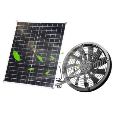 Imagem de Ventilador a Energia Solar Kit de Painel 20W 3000 RPM IP65 para Camping Casas RVs Estufas Animais