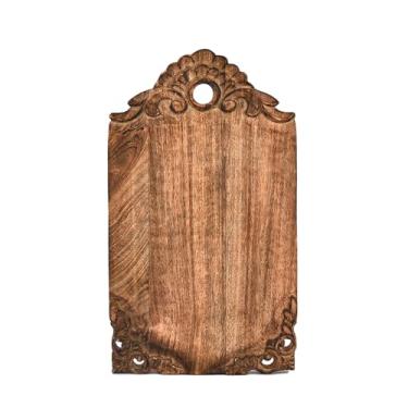 Imagem de Kaizen Casa Tábua de corte rústica de madeira de manga decorativa esculpida bandeja de madeira para mesa de jantar e festas para cozinha, jantar e charcutaria (38 x 23 x 2,5 cm)