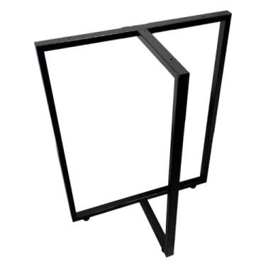 Imagem de Kit 2 Pés de Mesa Estilo Industrial com Base em T Altura 73cm x 50cm de Largura pe de mesa de ferro(Preto,20x30mm: Tubo mais grosso)