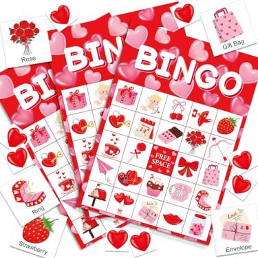 Imagem de Fairooth 32 jogadores, cartões de bingo de dia dos namorados para crianças e adultos, cartões de jogo de festa dos namorados, jogos de bingo, artesanato para escola, sala de aula, jogos de família