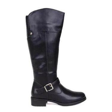 Imagem de Bota feminina mooncity 72108 bota cano longo salto montaria, Preto, 36