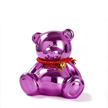 Imagem de SOBEIT Cofrinho de urso de 18,7 cm | Cofrinho de urso fofo | Artesanato com revestimento brilhante | Detalhes meticulosos | Banco de dinheiro de urso de cerâmica para crianças, meninas, meninos e