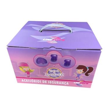 Imagem de Kit de Proteção Infantil com Capacete, Joelheiras, Cotoveleiras e Protetores de Punho, Violeta, para Patins, Bicicleta, Skate e Patinete