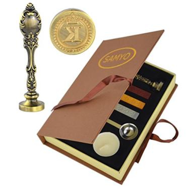Imagem de Samyo Creative Romantic Stamp Maker Classic Old -Fashioned Style Latão Color Wax Seal Selante Vintage Antique Alfabeto Conjunto de Letras Iniciais, Letter K