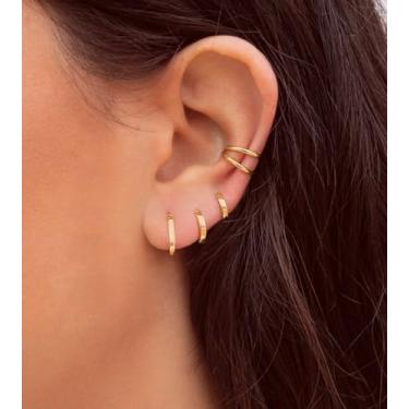 Imagem de Brincos de orelha de ouro para mulheres, sem piercing, brincos elegantes de encaixe, joias modernas para mulheres, presentes para ela, brincos elegantes para mulheres, Medium, Latão, Sem pedra