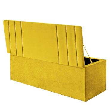 Imagem de Calçadeira Baú Recamier Estofada Cama King 190cm Grécia Corino Amarelo- Mabe Magazine