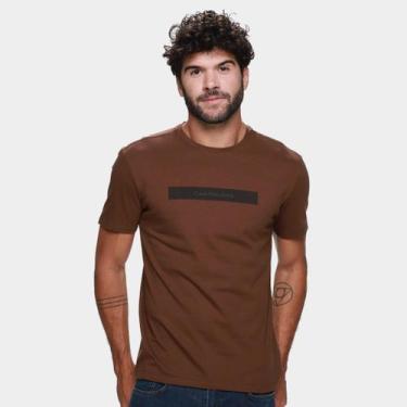 Imagem de Camiseta Calvin Klein Logo Sport Masculina, Marrom, GG