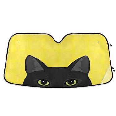 Imagem de Persiana de para-brisa de gato preto para sonda, dobrável, protetor solar para carro