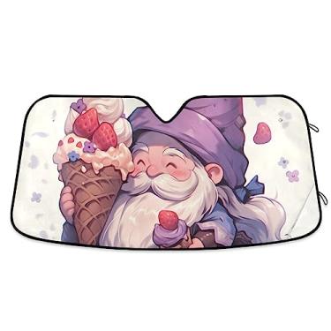 Imagem de Para-brisa de carro de gnomo de sorvete roxo, proteção UV, persiana dobrável para janela de carro, acessórios de janela de carro