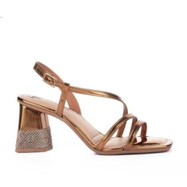 Imagem de Sandália Tanara de Salto Bloco Metalizada T8723-Feminino