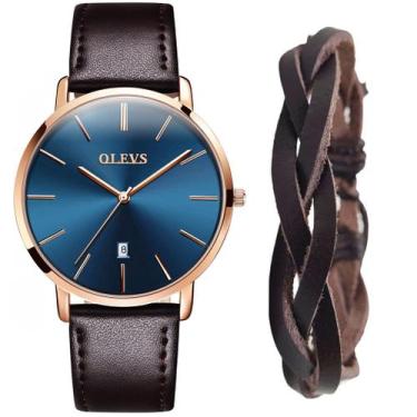 Imagem de Relógio Social  Slim Masculino Quartzo + Pulseira Bracelete  - OLEVS