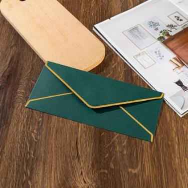 Imagem de Envelope de folha dourada de 10 peças com acabamento dourado para convite de casamento, cartão de felicitações, lembrancinhas de festa, envelopes de Natal