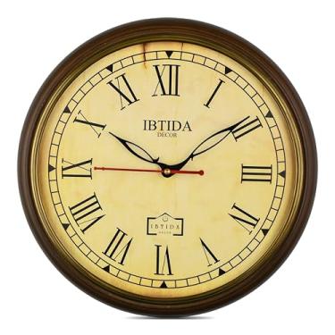 Imagem de Relógio de parede vintage clássico de 30,5 cm – moldura marrom de madeira, mostrador bege vintage, decoração de sala de estar, funciona com bateria silencioso, sem tique-taque, presentes para