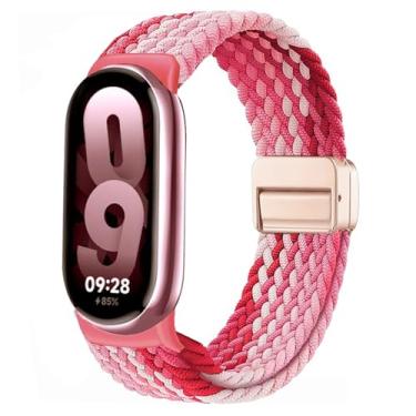 Imagem de Issinlky Pulseira trançada de nylon compatível com Xiao Mi Band 8/9/10, tira elástica para mulheres e homens
